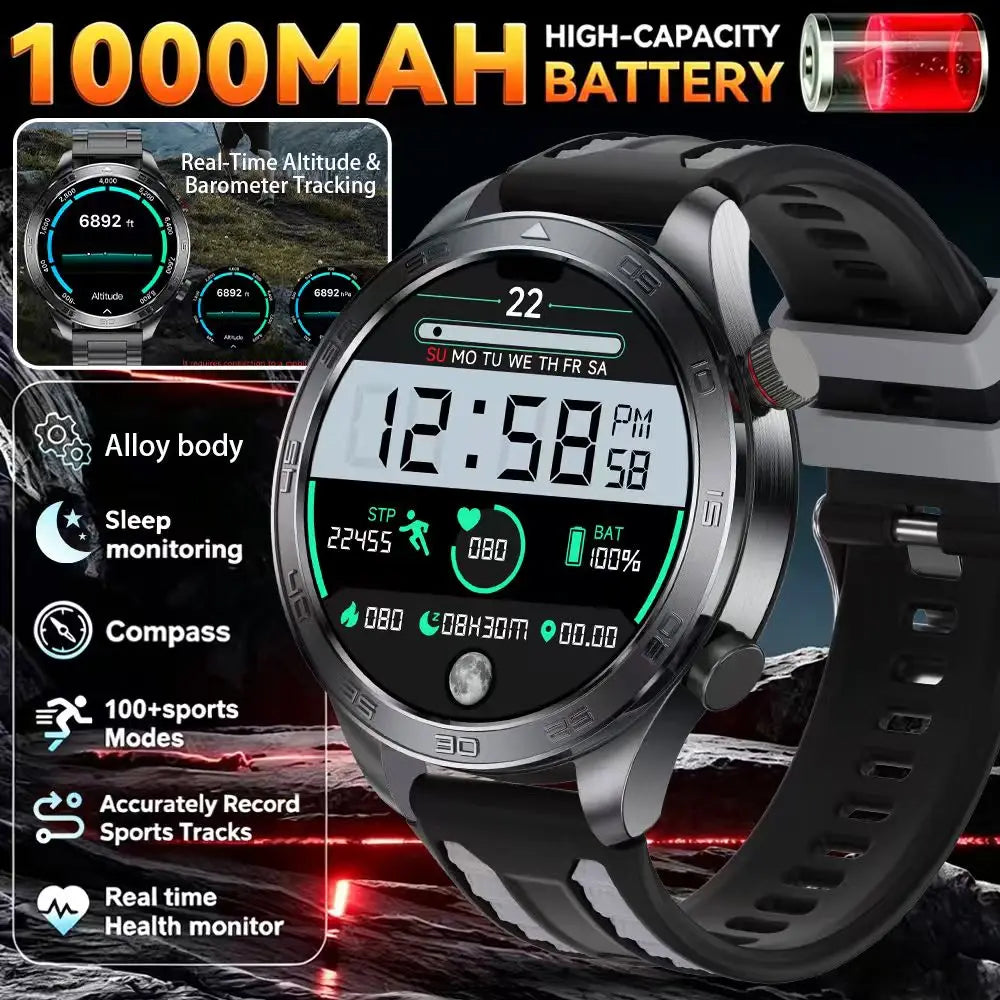2026New Men's Outdoor Sports Smartwatch GPSTrack 1000mAh Battery Heart Rate Monitor 100+Sport Mode IP67 Waterproof Smart Watches