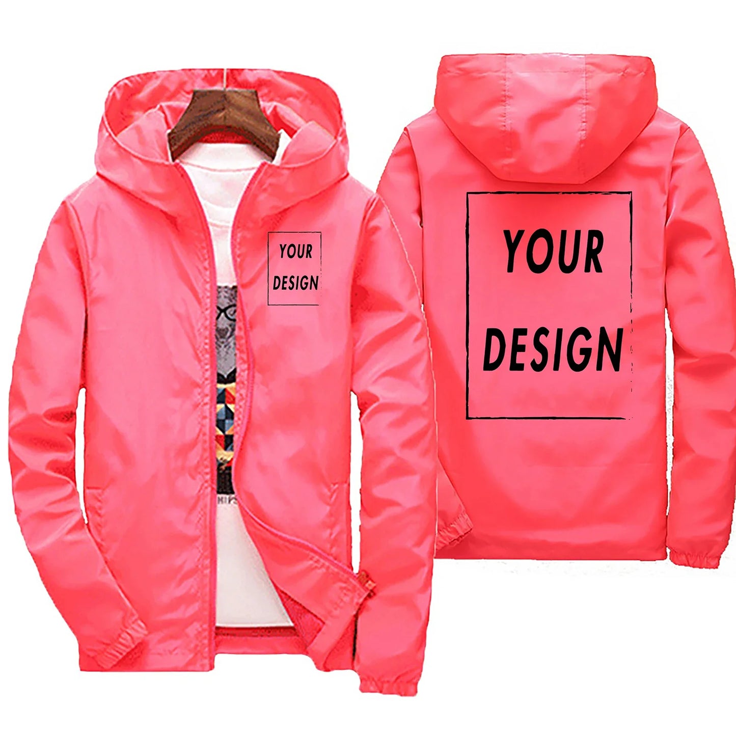 Customized Name: Autumn Jacket, Men's Waterproof Windbreaker, Casual Clothing, Plus Size 7Xl, Black Outdoor Sportswear
