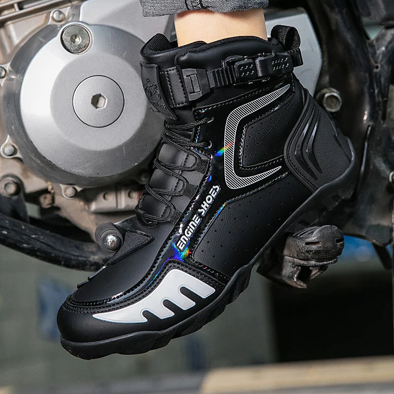 Men Leather Motos Breathable Anti Slip Wear-resistant Riders Boots Motorbike Racing Ankle Length Shoes 2026 New Motorcycle Boots