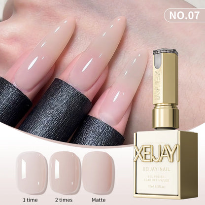 1/6Pcs 15ml Jelly Ice Nude Peelable Polish, UV/LED - Set, Formaldehyde - Free. Oval, Glossy. Good for Salon & DIY