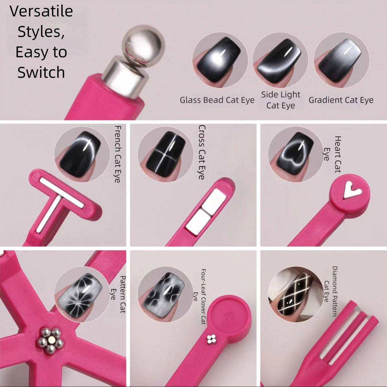New 8in1 Nail Magnet Multi Functional For Attracting Glass Beads Cat Eye Nail Polish And Gel Polish