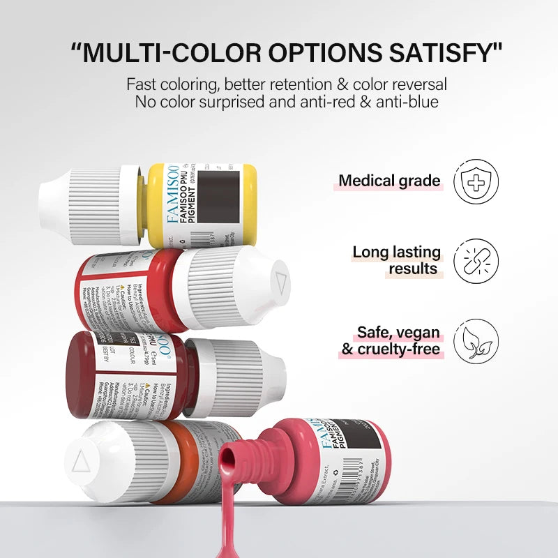 FAMISOO 5ML Permanent Makeup Pigment Tattoo Lips Tattoo Inks Eyebrows Eyeliners Pigments Microblading Pigment Tattoo Pigments
