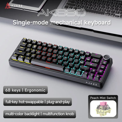 AJAZZ AK690 mekaniskt USB-tangentbord med 68 tangenter – engelsk layout