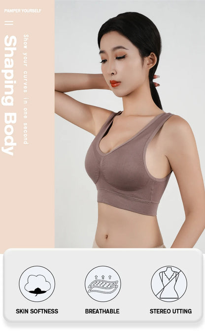 Womens Push Up Bras Running Gym Seamless Breathable Vest Top Removable Padded  Anti-sagging Uppe High Elasticity Sport Brassiere