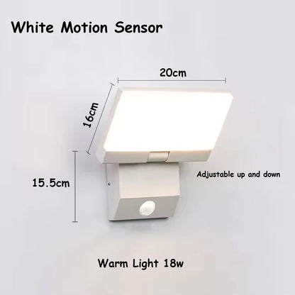 Modern Vikbar LED Vägglampa Utomhus IP65 – 18W, Svart/Vit, Med/Utan Rörelsesensor, AC85–265V