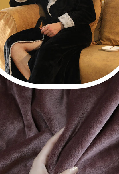 Female Autumn and Winter Warm Long Coral Velvet Thick Couple Bath Bathrobes Men Women Pajamas Shower Robe Bath Towels For Adults
