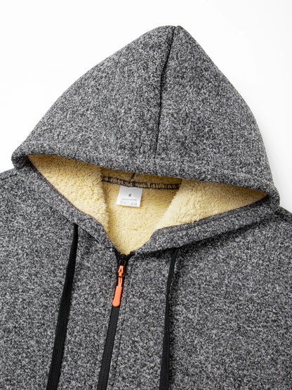Herr Lång Vinterjacka med Fleece – Varm Vindskyddande Hoodie med Dragkedja, 4 Färger, Storlek S–XXXL