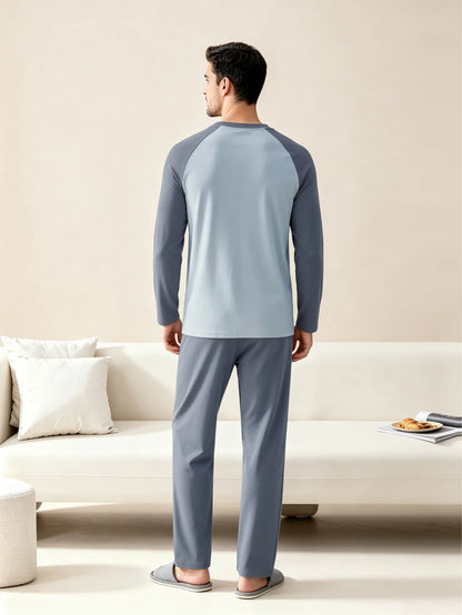 Herr Pyjamas 100% Bomull Långärmad – Fyra Säsonger Plus Size Tonår Hemmaset, L–3XL
