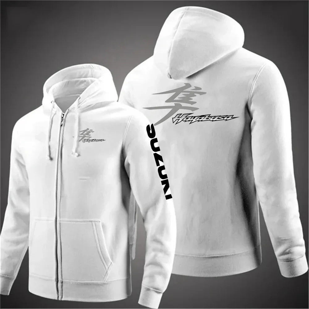Suzuki Hayabusa Motorcykel Hoodie Herr – Dragkedja, Tryckt Logga, Vår & Höst