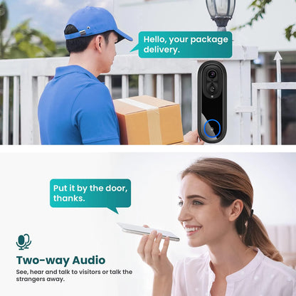 Dual-band WiFi Dörrklocka 1080P – Tuya, IP65, 7000mAh, Röstförvrängning, PIR, USB-chime