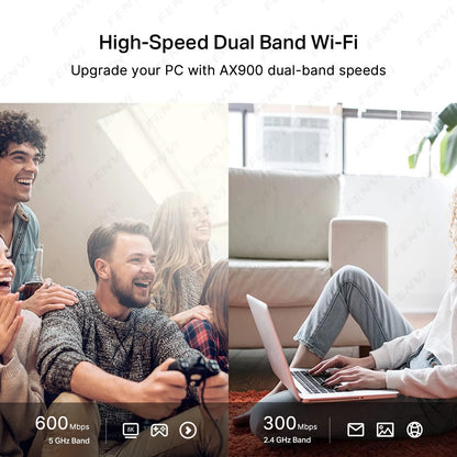 WiFi 6 AX900 BT5.4 USB Adapter 2in1 Dongle Dual Band 2.4G&5GHz Network Wireless Receiver Driver Free For PC/Laptop Windows 10/11
