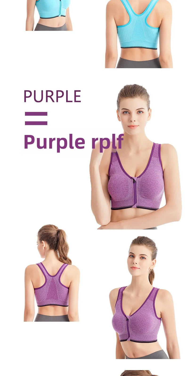 Front Zip Sports Bra High Impact Support Breathable Wire Free Running Yoga Top for Women