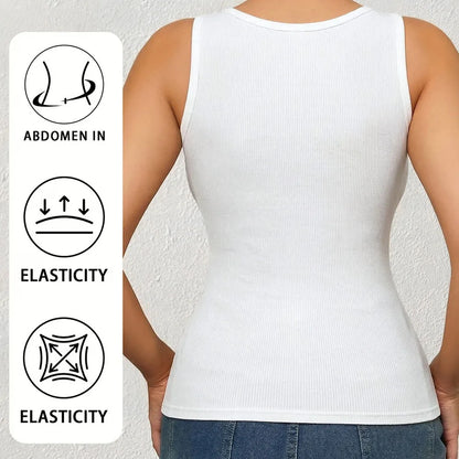 Summer Women's Lace Neckline Seamless Tank Top Slim Fit Knit Camisole Ribbed Basic Tank Tops Sleeveless Streetwear Girls Vest
