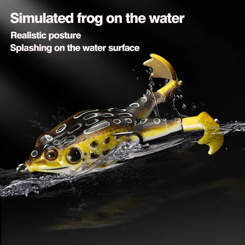 1pc Surface Frog Lure Top Water Bass Fishing Lures Soft Frog Double Propellers Legs Freshwater Rotating Tail Floating Swing Bait