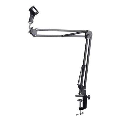 Extendable Recording Microphone Holder Suspension Boom Scissor Arm Stand Holder with Mic Clip Table Mounting Clamp