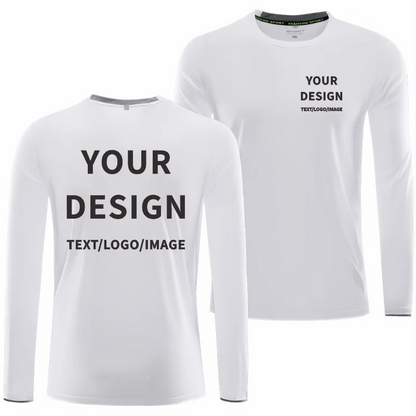 Långärmad Funktionströja med Eget Tryck eller Brodyr – Snabbtorkande Rund Hals Sport Unisex S–5XL (Asian)