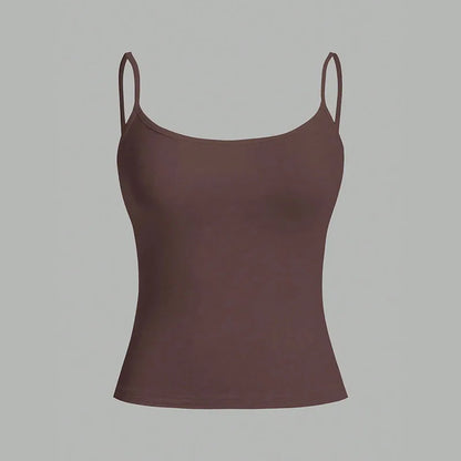 Women Tank Top Strap Slim Top for Summer Fashion Versatile Casual Breathable Micro Elastic Fabric Sleeveless Strap Top
