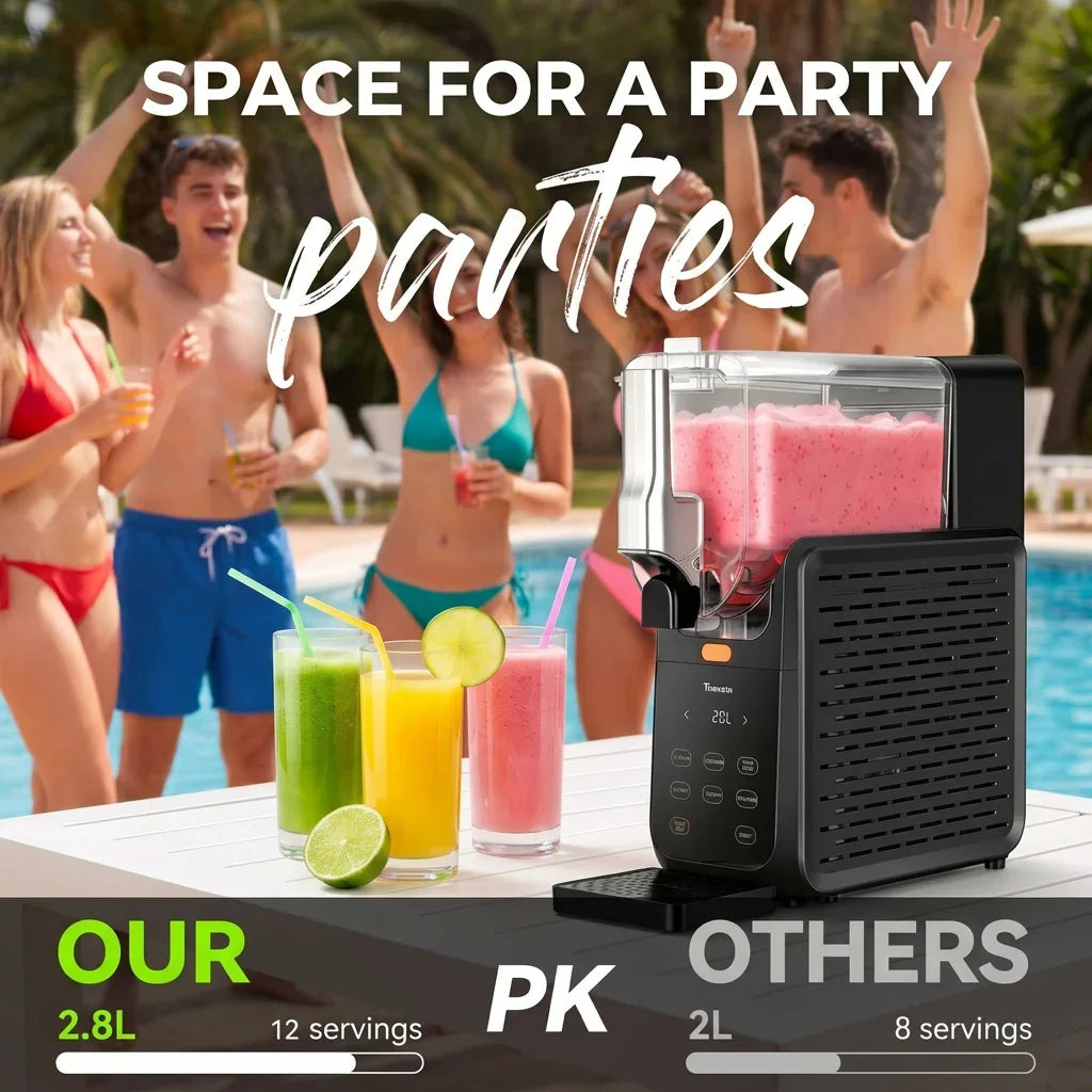 Slushie Maker 2.8L Large Capacity Slush Machine, 15 Mins Fast Cooling Cycle, 5 Preset Programs, One-Touch Auto Clean Function, Multifunctional Slush Machine for Slush Drinks, Milkshakes, Frozen Cocktails, Smoothies