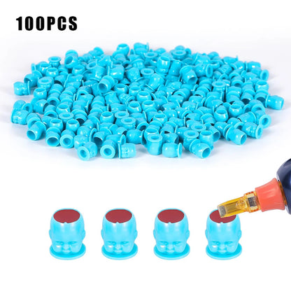 50/100/200pcs Plastic Disposable Tattoo Ink Cups With Base Pigment Clear Holder Container Cap Tattoo Accessory Permanent Makeup