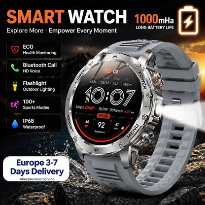 Militär Smartklocka Herr 2026 – 1,7" AMOLED, Bluetooth-samtal, IP68, 1000mAh, 100+ Sportlägen, EU-lager