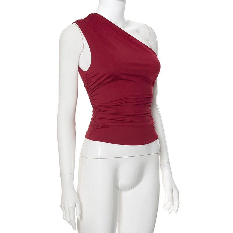 BIDIJONES one-shoulder-topp dam med öppen rygg – enfärgad, S–L