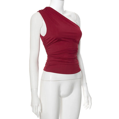 BIDIJONES one-shoulder-topp dam med öppen rygg – enfärgad, S–L