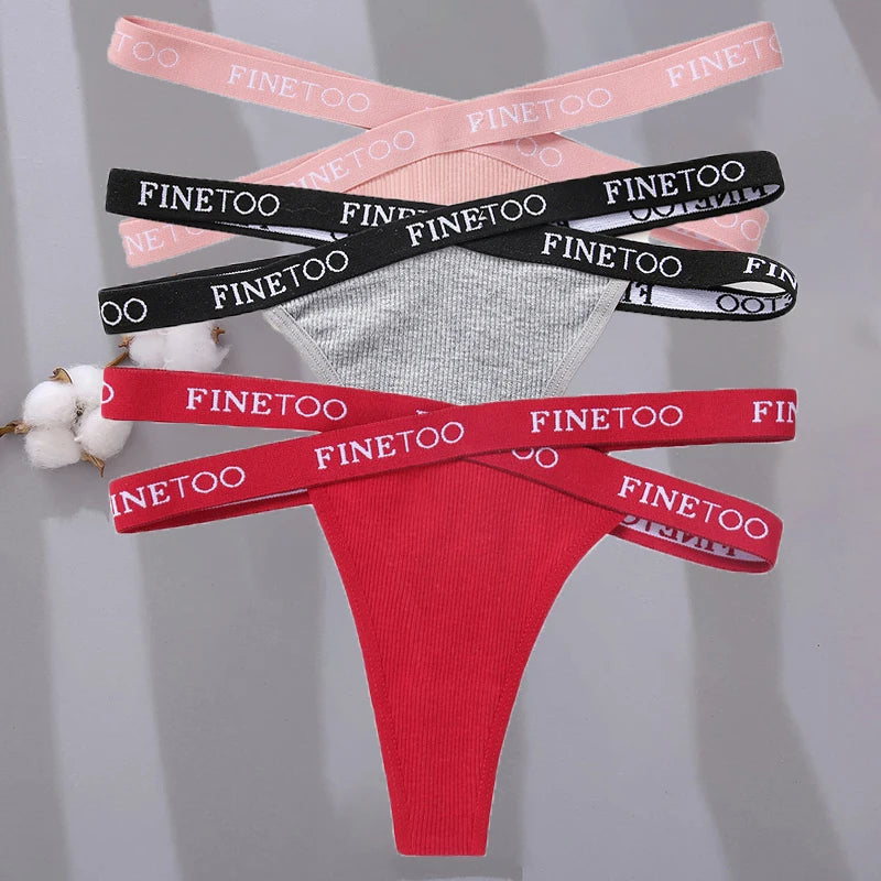 3-pack stringtrosor med korsade sidoband i bomull, M–XL