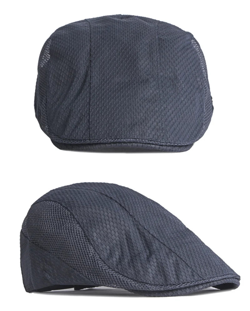 Summer Beret Hats for Man Forward Cap Women Hollow Mesh Breathable Flat Peaked Caps Fashionable Outdoor Cap Adjustable