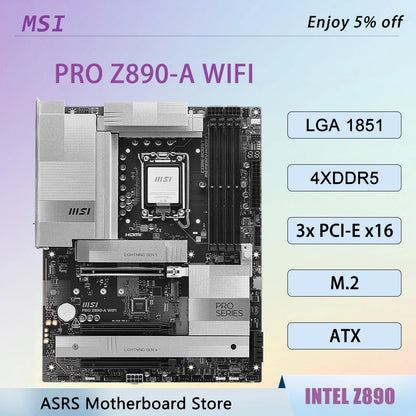 MSI PRO Z890-A WIFI LGA 1851 Motherboard INTEL Z890 CPU Support Core Ultra 9 285K 7 265K 5 245K 9 285T Ram DDR5 256GB M.2 ATX