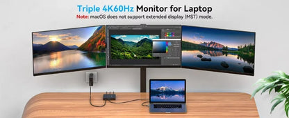 MZX MST-splitter för tre skärmar, DisplayPort eller USB-C
