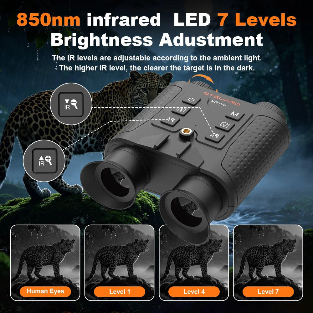 GTMEDIA V6 PRO Infrared 4K Night Vision Binoculars Goggles 8X Digital Zoom 300M Full Darkness Photo&Video Telescope for Hunting