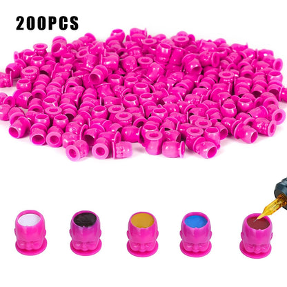 50/100/200pcs Plastic Disposable Tattoo Ink Cups With Base Pigment Clear Holder Container Cap Tattoo Accessory Permanent Makeup