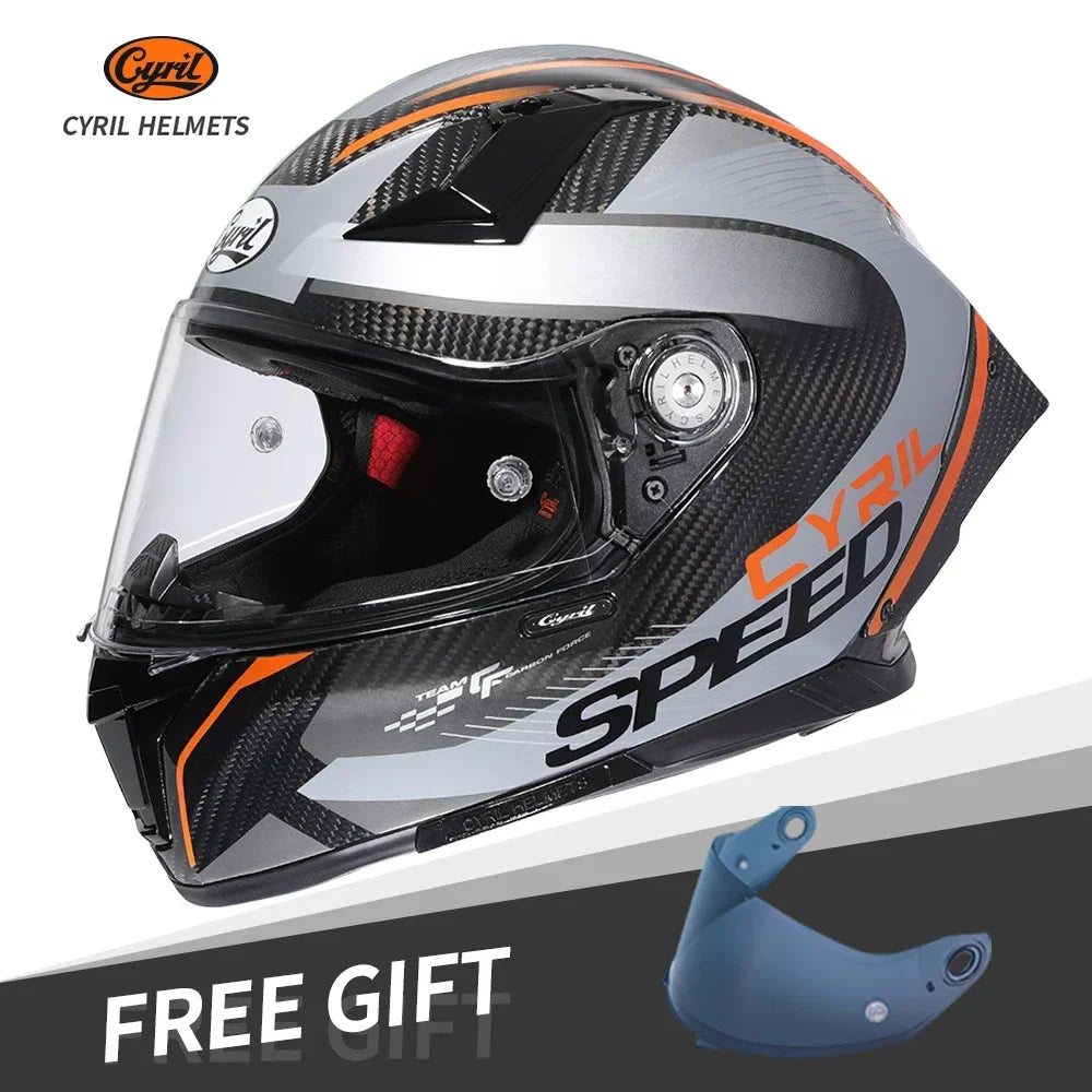 Motorcycle Carbon Fiber Full Face Street Bike Motorbike Helmets Lightweight Racing Helmet DOT ECE Approved CYRIL Casque Moto
