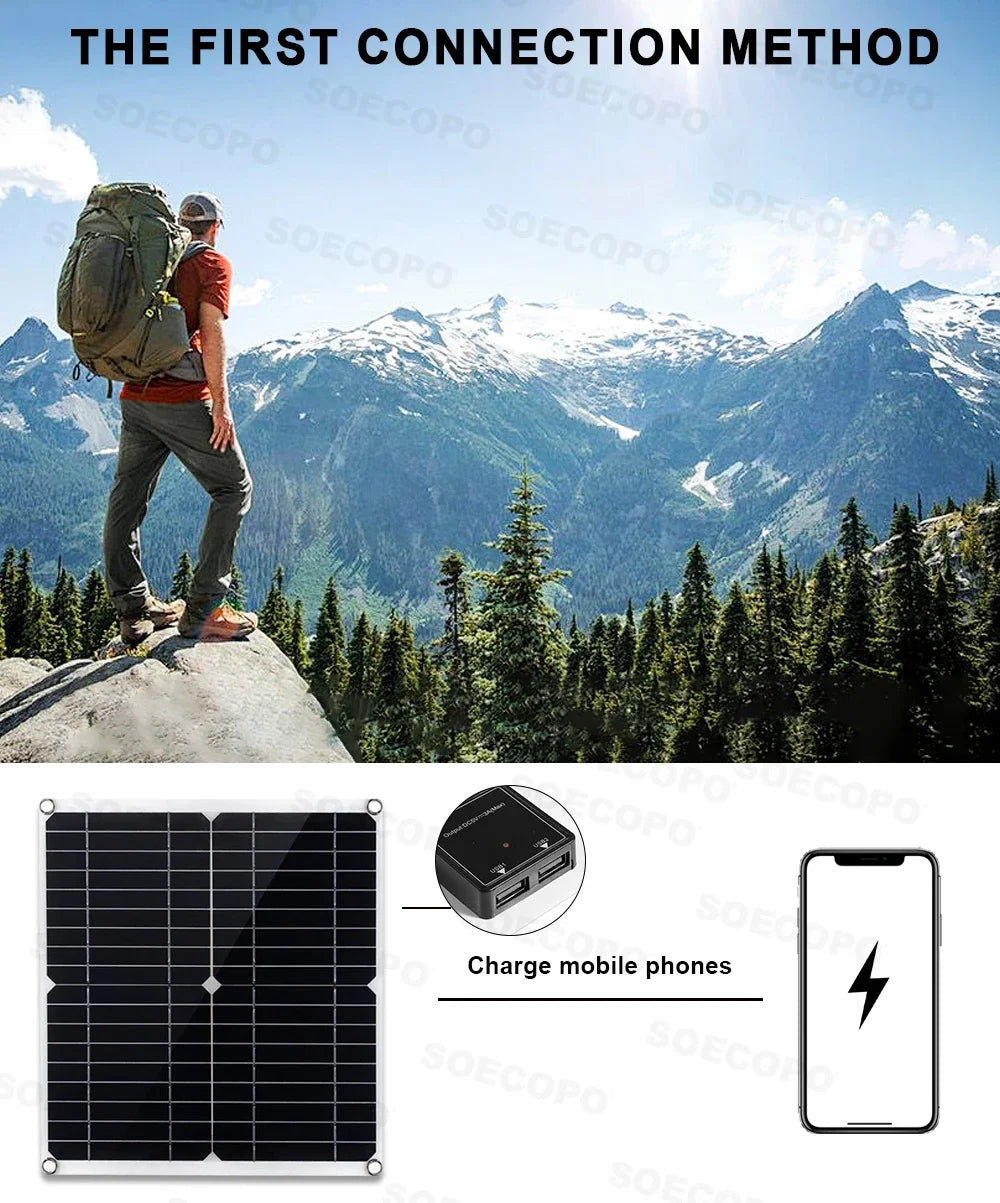 SOECOPO Komplett Off-Grid Solcellskit 7000W Peak – Flexibel Panel + 750W Inverter + LCD-regulator 12V till 220V, EU-lager Polen