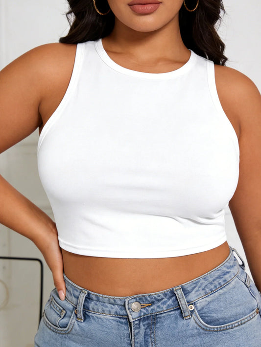 Dam Plus Size Off-Shoulder Linne 2026 – Ärmlös Slim Fit Casual Sexy Tank Top 0XL–4XL