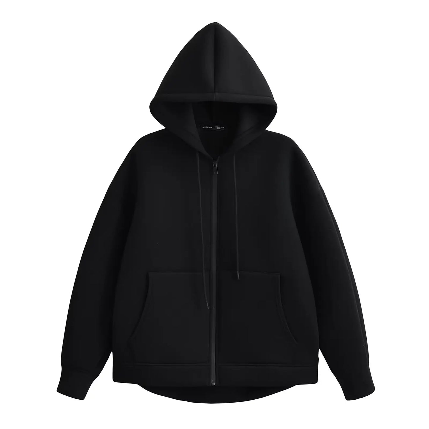 HH Autumn Winter Women's Zipper Hoodie Coat High Street Double Pockets Oversize Jakcet Loose Sweatshirts Outerwear Top
