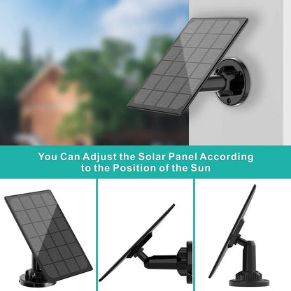 10W 5V Solar Battery Charger For Security Camera Portable Solar Power Panel With Micro USB Type-C Output Solar Panel Charger Kit