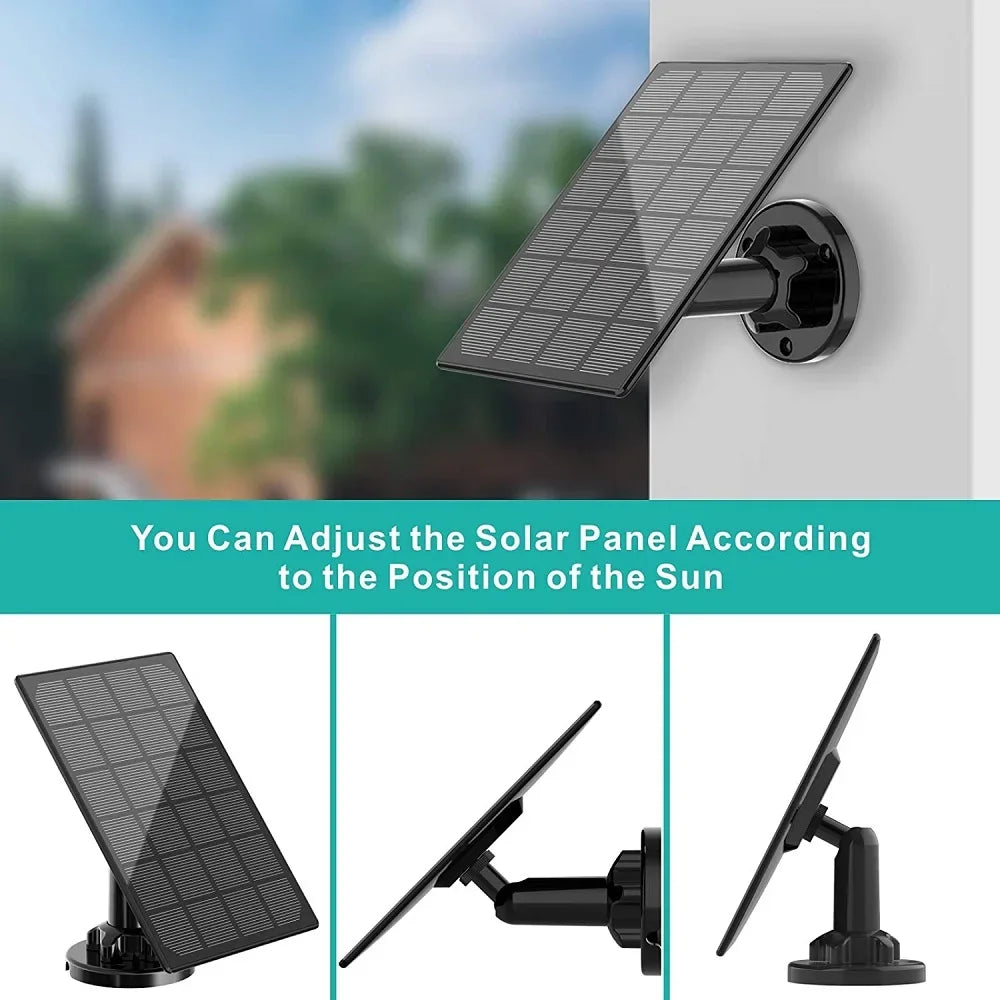 10W 5V Solar Battery Charger For Security Camera Portable Solar Power Panel With Micro USB Type-C Output Solar Panel Charger Kit