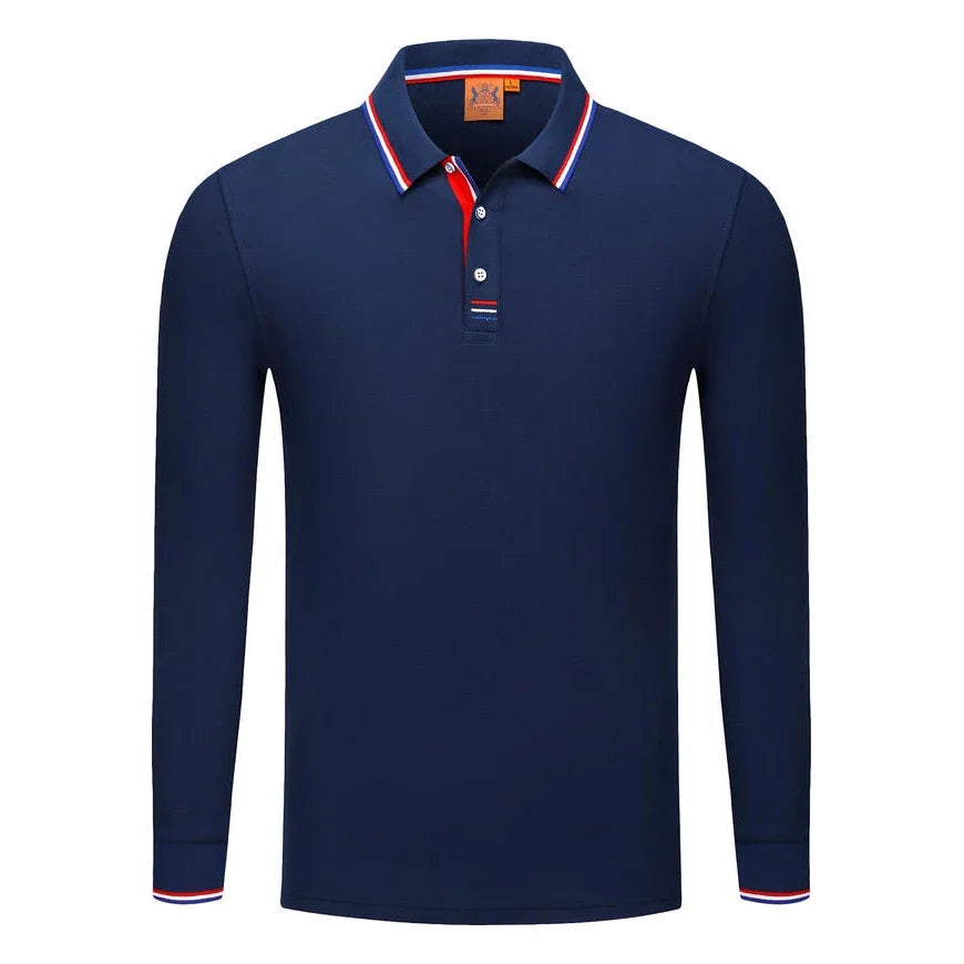 Långärmad Polo-shirt med Eget Tryck eller Logotyp – Unisex S–4XL (Asian)