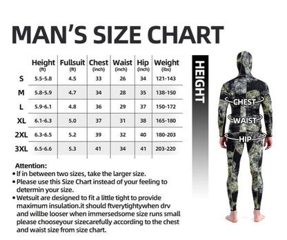 HOT 3mm Camouflage Wetsuit Long Sleeve Fission Neoprene Submersible Diving for Men Keep Warm Tops and Pants 2-pieces Sun Protect