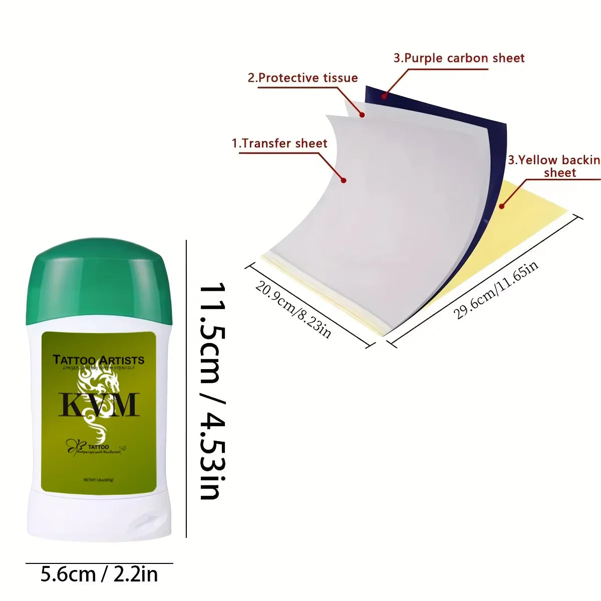 KVM Tattoo Transfer Stick Paste + 4 Layer Thermal Tattoo Transfer Paper Set Clear Long Lasting Tattoo Stencil Kit For Tattoo