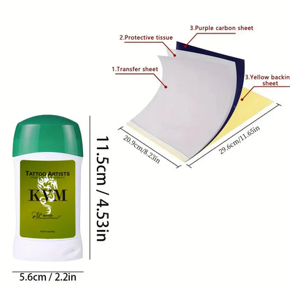 KVM Tattoo Transfer Stick Paste + 4 Layer Thermal Tattoo Transfer Paper Set Clear Long Lasting Tattoo Stencil Kit For Tattoo