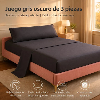 Lakanset 90 × 200 cm i polyester – resårlakan, överlakan och örngott