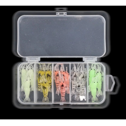 10/15/20pcs Goture Shrimp Lures Soft Shrimp Fishing Lures For Freshwater Saltwater Luminous Shrimp Bait Set With Sharp Hook Bead