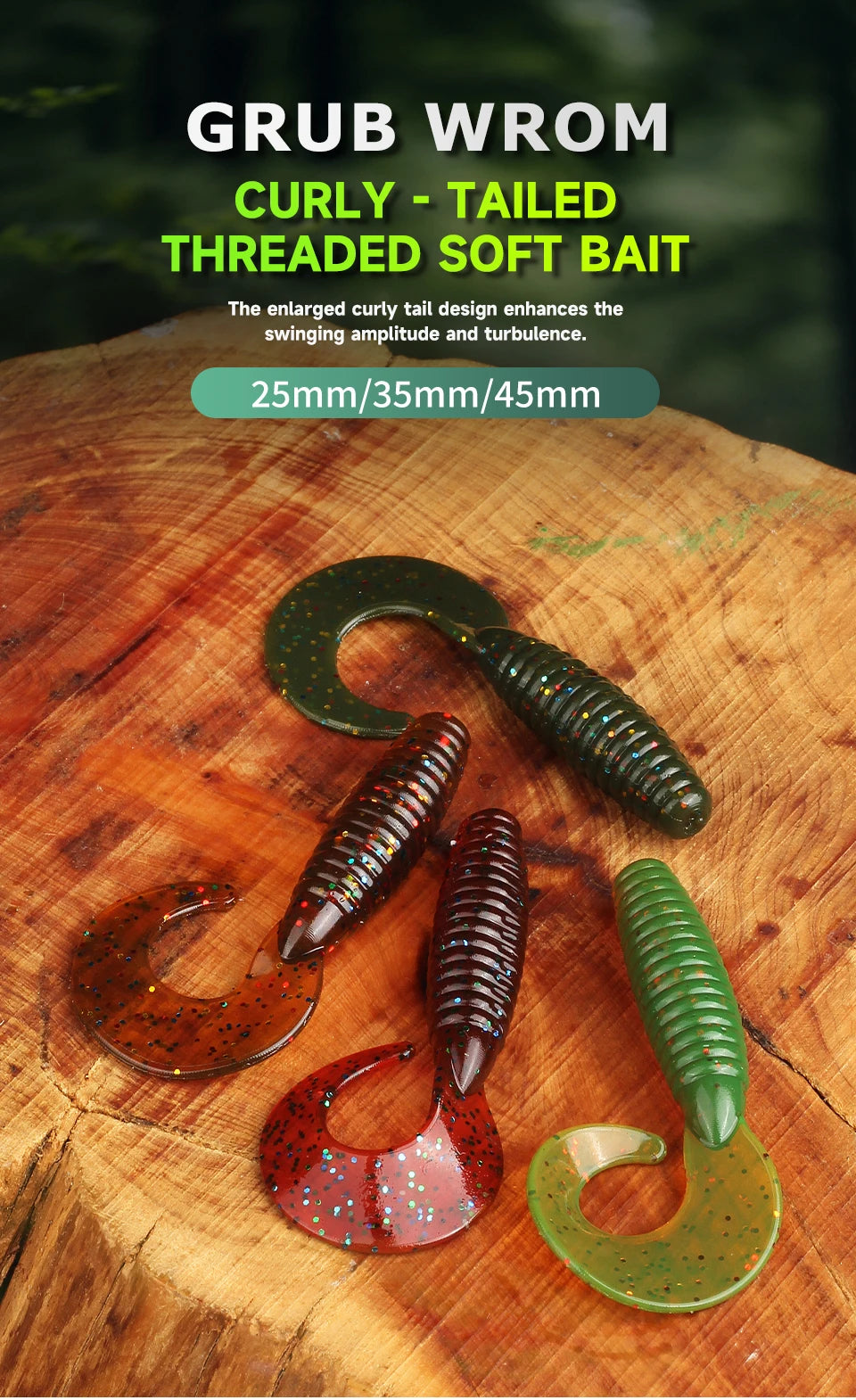 Supercontinent New Soft Bait Angry Spin 25mm 35mm 45mm Fishing Lures Plastic Silicone Worm Moggot Grub Lure Sinking Lures