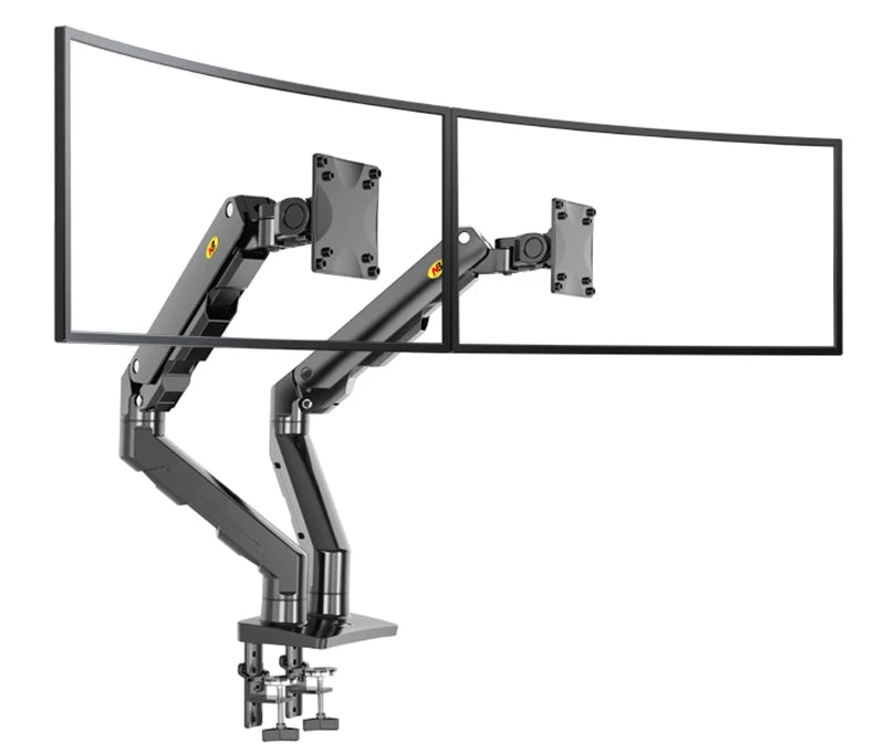 NB G55 Mechanical Spring Arm 27-34 Inch Dual Arc Screen Desktop Monitor Holder 5-16kgs Ultra Wide Monitor Mount with USB Port