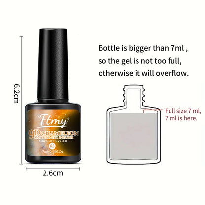 7 Colors Starry Sky Effect Magnetic Gel Polish Set with Soak Off UV LED Cat Eye Gel Polish Manicure Nail Art Kit - Magnetic Stic