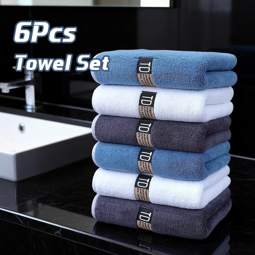 6pcs Thickened Microfiber Towel Set, 40x80cm/15.7"x31.5" Towel, Absorbent Quick-Drying Suitable for Family Fitness and Travel