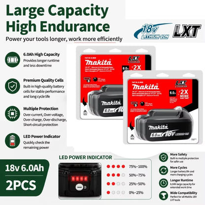 Makita 18V 6.0Ah batteri med laddare för Makita 18V elverktyg