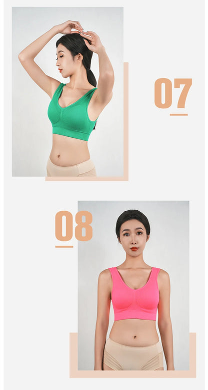 Womens Push Up Bras Running Gym Seamless Breathable Vest Top Removable Padded  Anti-sagging Uppe High Elasticity Sport Brassiere